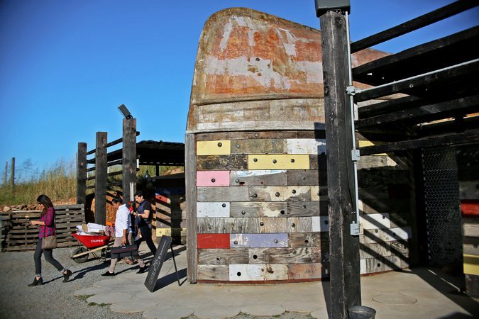 Vena Cava, a winery in the Valle de Guadalupe wine region in Mexico. “This is the junk that didn’t work out,” joked Phil Gregory, one of Vena Cava’s owners. Credit Sandy Huffaker for The New York Times